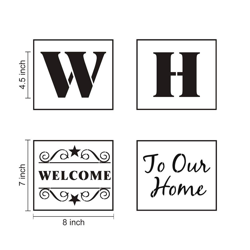 REOLAN Welcome and Home Sweet Home Stencil - 18 Pack Large Vertical Welcome Home Sweet Home Sign Stencils Templates for Painting on Wood, Reusable Letter Stencils for Porch Signs & Front Door Decorations - Image 4